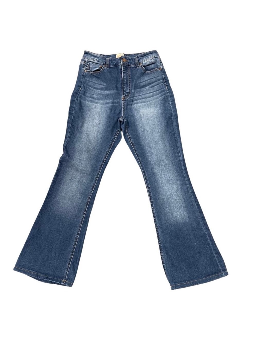 GB Wide Leg Flare Jeans Juniors Size 7 Stretch Denim High Waist Faded Y2K